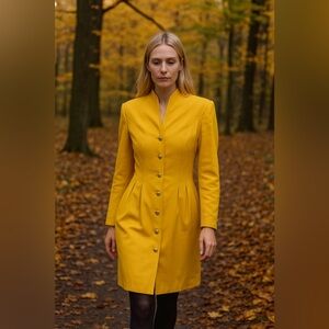 Diane Gilman Yellow Wool Dress Coat Size 10
